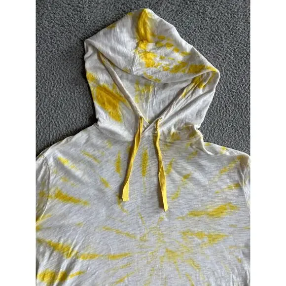 ATM Hoodie Sweater Medium Tie Dye Lightweight Cotton White Yellow Beach Boho - Picture 2 of 16